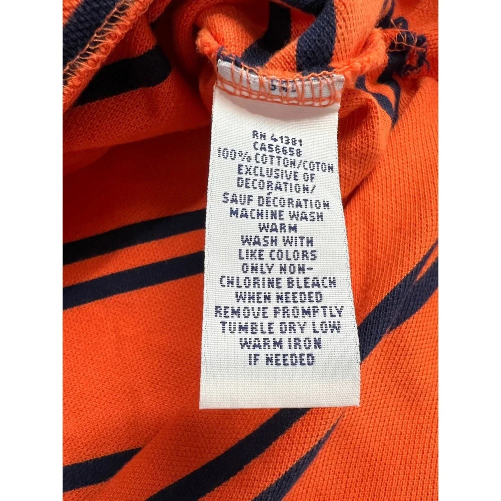 Polo Ralph Lauren Polo Shirt Mens Large Orange Striped Short Sleeve Cotton E19